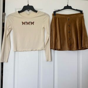 Knitworks set of long-sleeve shirt and skirt, size M (girls)